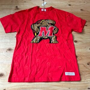 New Mithcell & Ness Maryland Short Sleeve Shirt Size Medium Red Terrapins